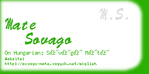 mate sovago business card